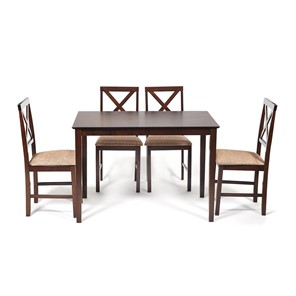Обеденный комплект Хадсон (стол + 4 стула) id 13691 cappuccino (темный орех) арт.13691 в Чебоксарах